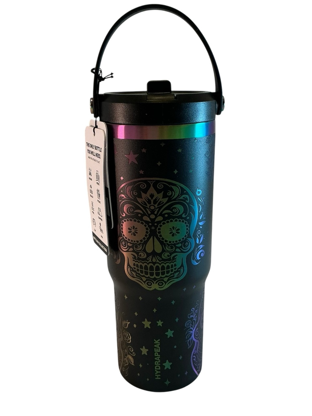 Hydrapeak Limited Edition Steel Sugar Skulls Holographic Water Tumbler 32oz